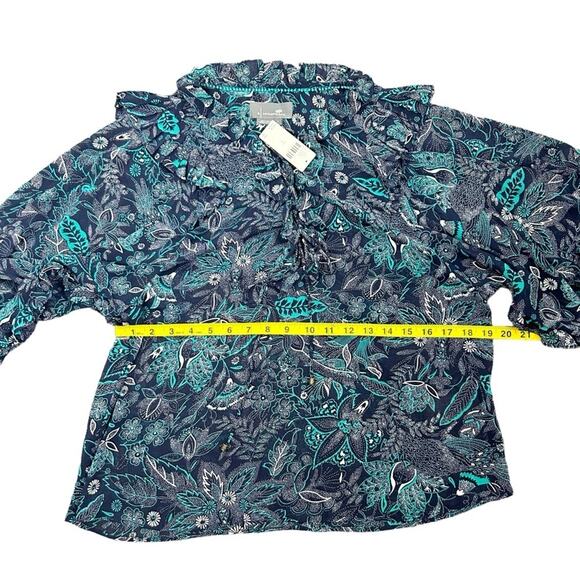 🆕 Anthropologie Haida Pleasant Top Navy Teal Ruffled NWT Size S Romantic Boho - Picture 9 of 11